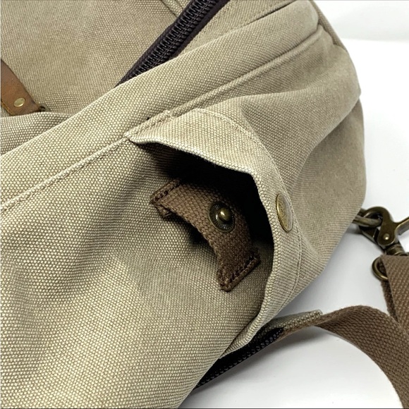 Canvas Sling Bag Unisex Khaki Crossbody Backpack Shoulder Daypack Conceal Carry - Picture 11 of 16